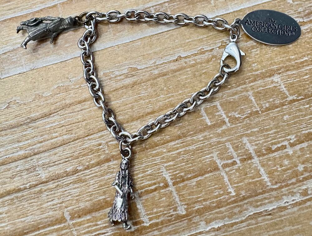 American Girls Collections Silver Charm Bracelet with 2 Doll Charms!!